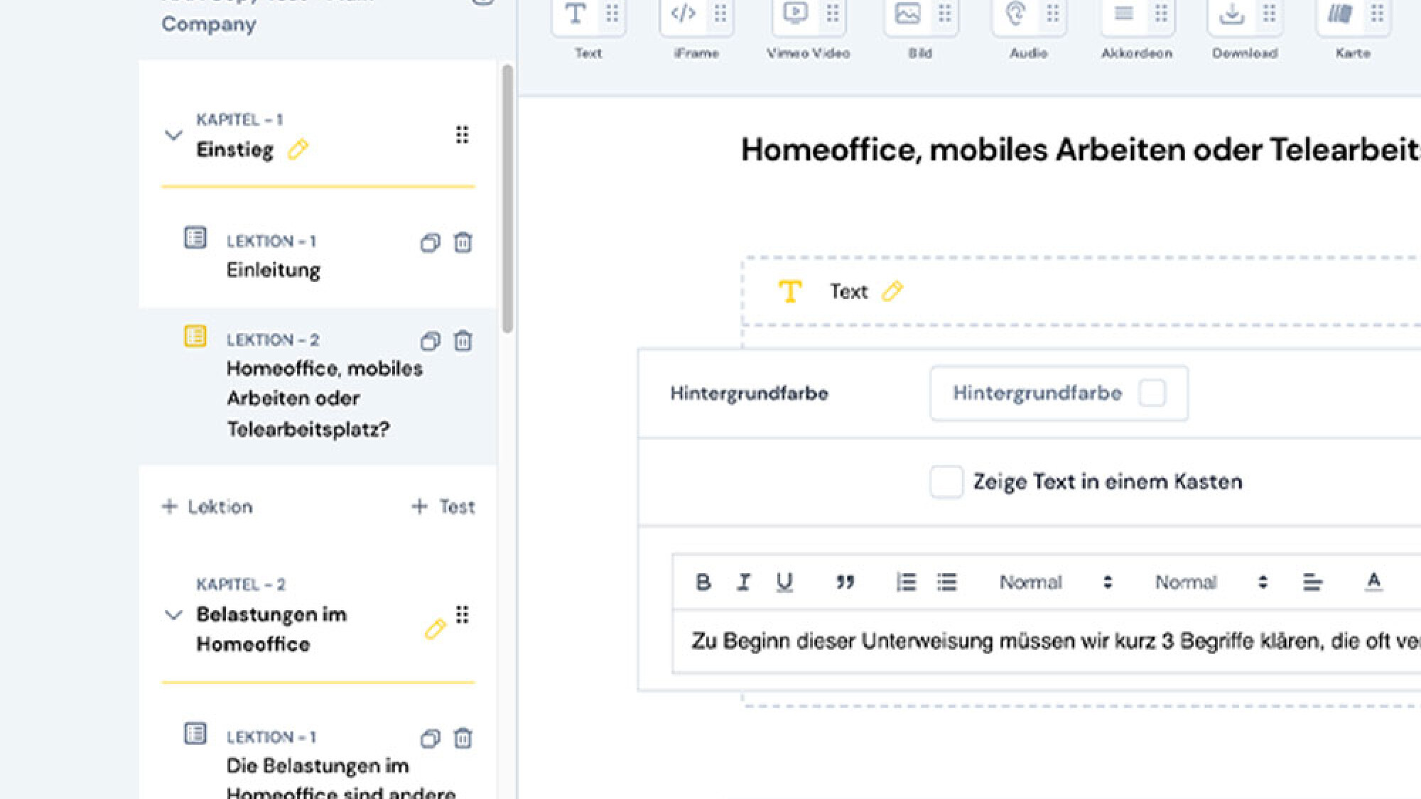 Lernplattform LMS &ndash; Content Builder