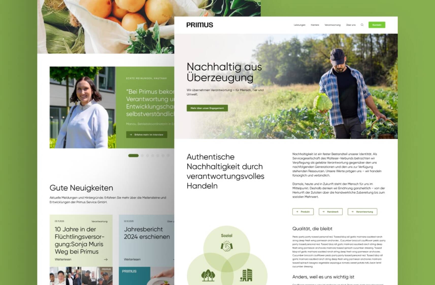 Nachhaltiges Employer Branding f&uuml;r Primus: mindtwo gestaltete eine moderne Seite, die Verantwortung, Menschlichkeit und Markenwerte sichtbar macht.