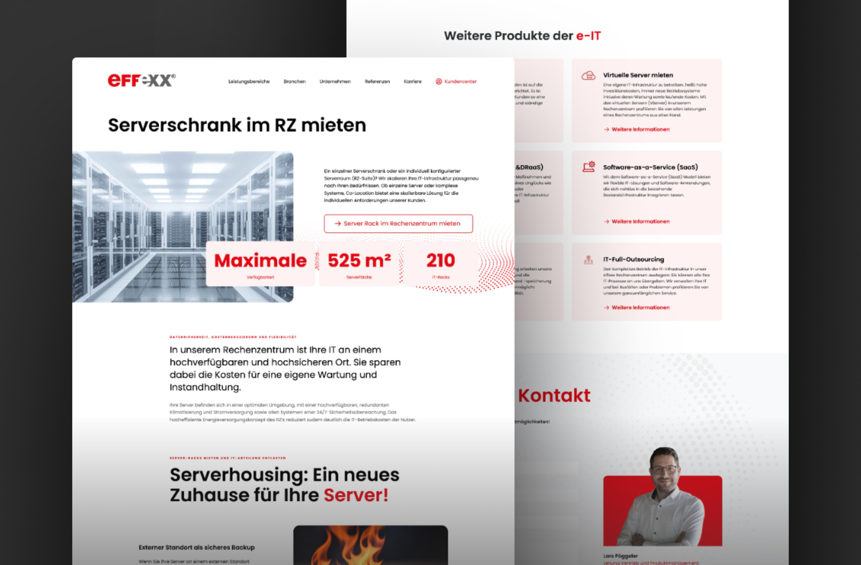 Detailseite zum Mietservice f&uuml;r Serverschr&auml;nke &ndash; strukturierte Darstellung der Leistung und Features